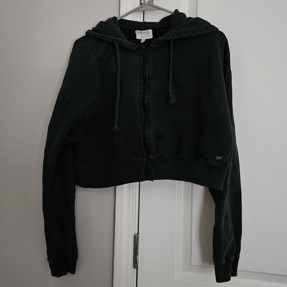 Pull&Bear Black Crop Jacket w/Hood - Picture 4 of 7